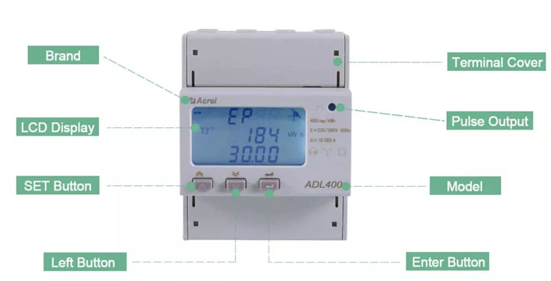 Acrel din rail three phase digital multi function smart meter